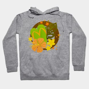 Tropical flip flops badge - orange and green Hoodie